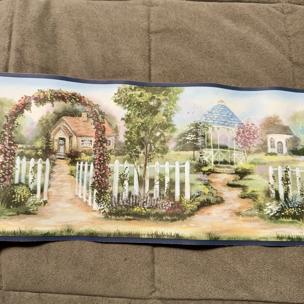 Garden Path Pre Pasted‎ Wallpaper Border Lot 6 Rolls Floral 4yd DG Cottage Core
